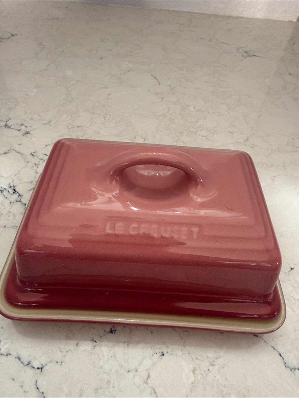 Le Creuset Rose Quartz Stoneware Butter Dish with Cream Base